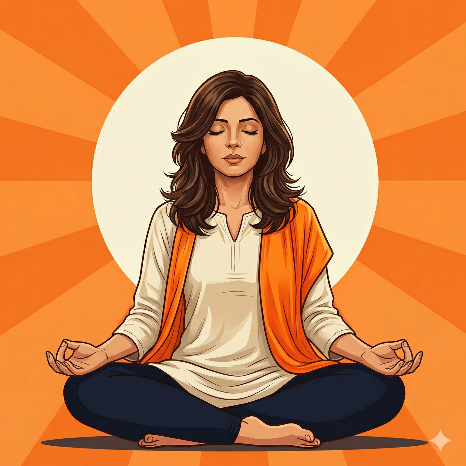 Sunanda meditating — guide and mentor at Amrit Vela